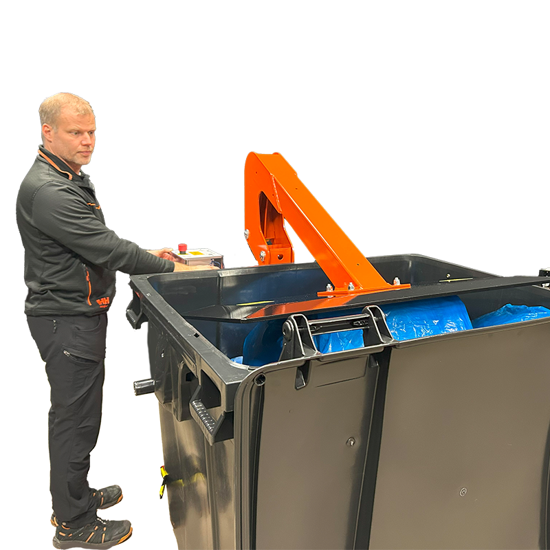 ORWAK FLEX 1100 – Bedienung per Hebel zur Tonneneinpressung