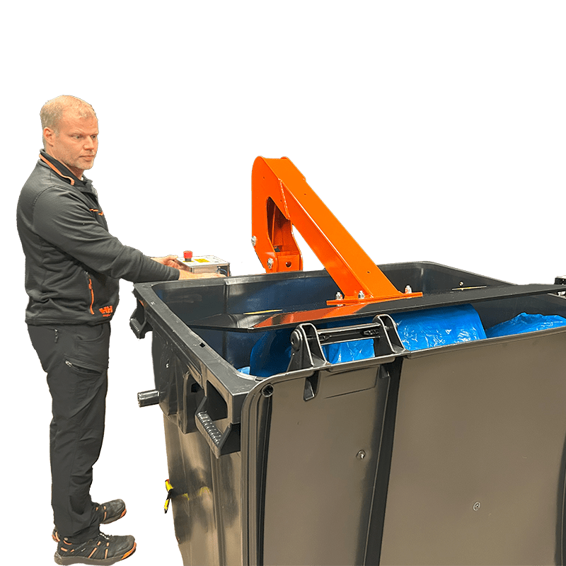 ORWAK FLEX 1100 – Bedienung per Hebel zur Tonneneinpressung