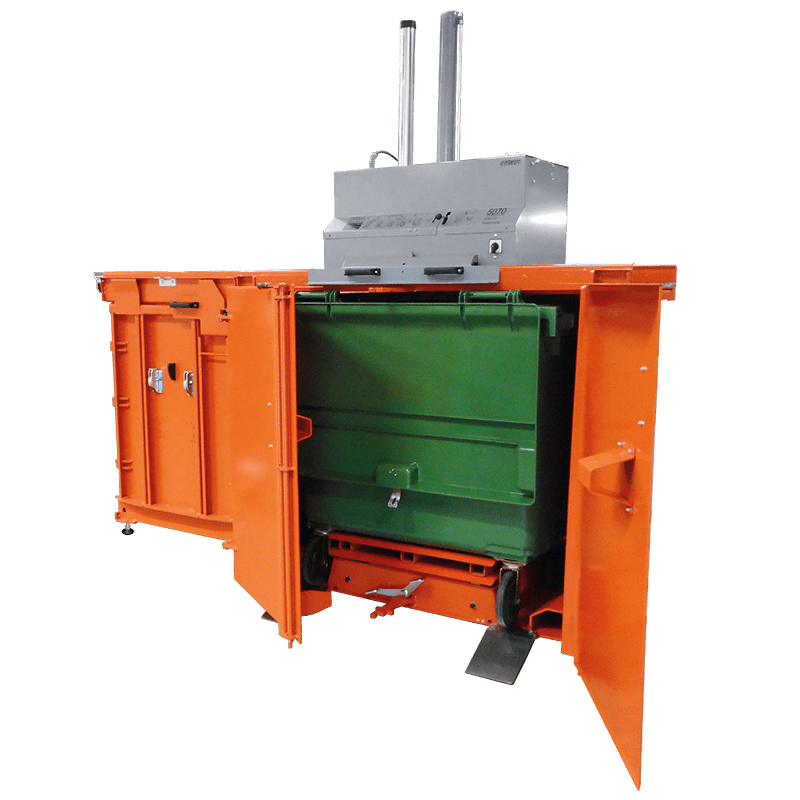 ORWAK MULTI 5070-COMBI – Geöffnete Tür mit Mülltonne drin