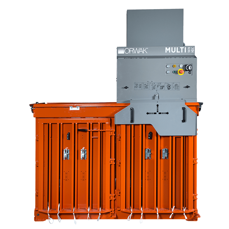 ORWAK MULTI 5070-HDC – starke Ballenpresse mit Hydraulikdeckel, Frontansicht