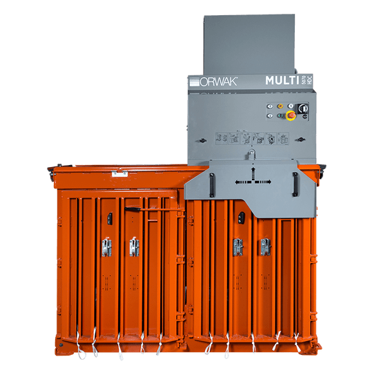 ORWAK MULTI 5070-HDC – starke Ballenpresse mit Hydraulikdeckel, Frontansicht