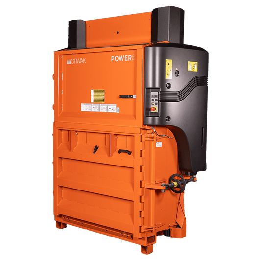 ORWAK POWER 3325 – vertikale Ballenpresse für Karton und Folie, Frontansicht